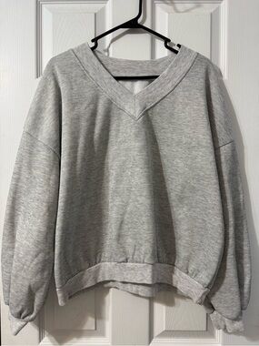 Gray V-Neck Pullover Sweatshirt